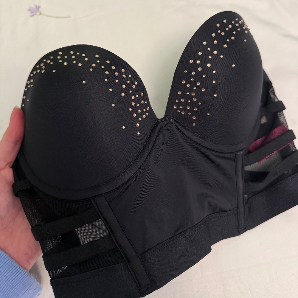 La SENZA push-up lingerie mesh sequinned bra top